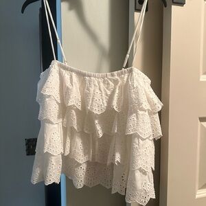 White Eyelet Ruffle Top